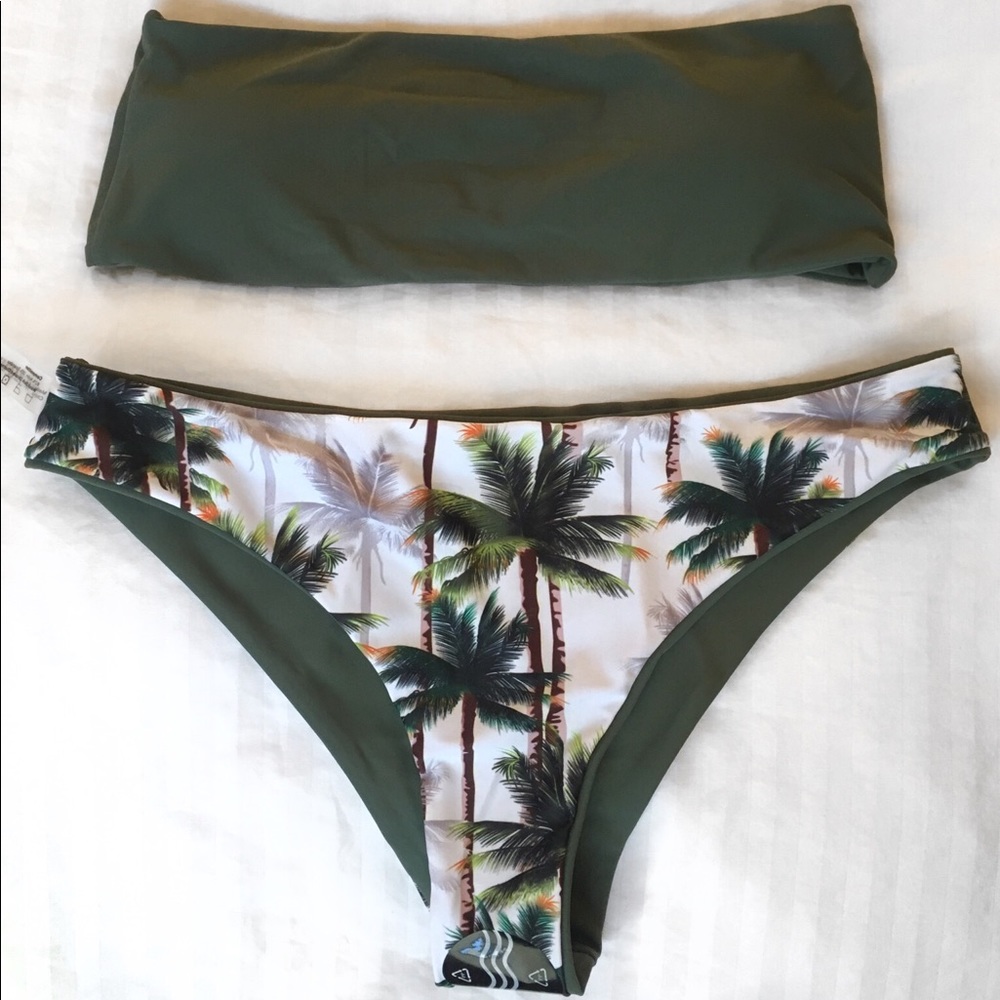 Zaful Reversible Palm Print Bikini
